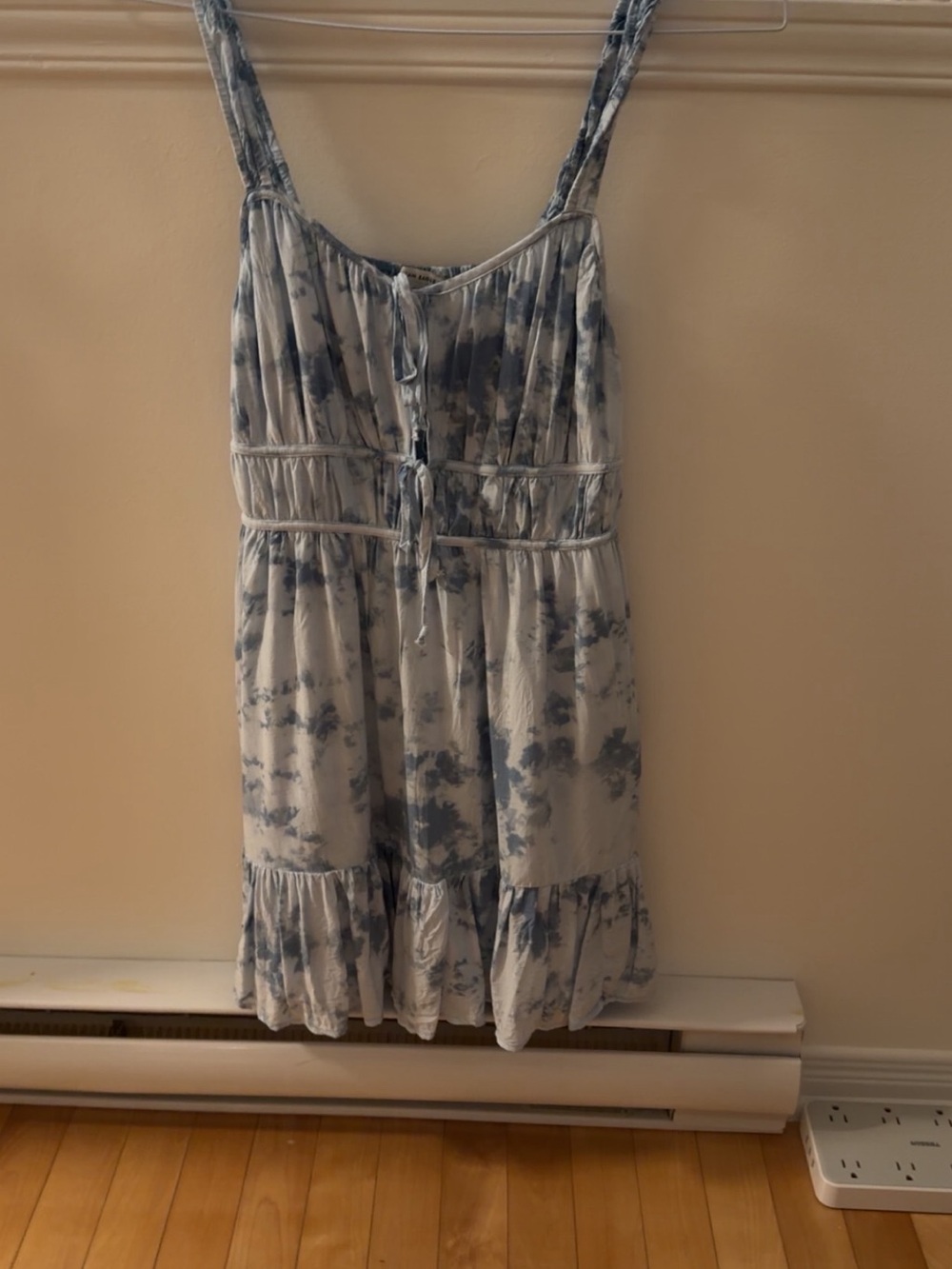 American Eagle Outfitters White and Blue Tie-Dye Mini Dress